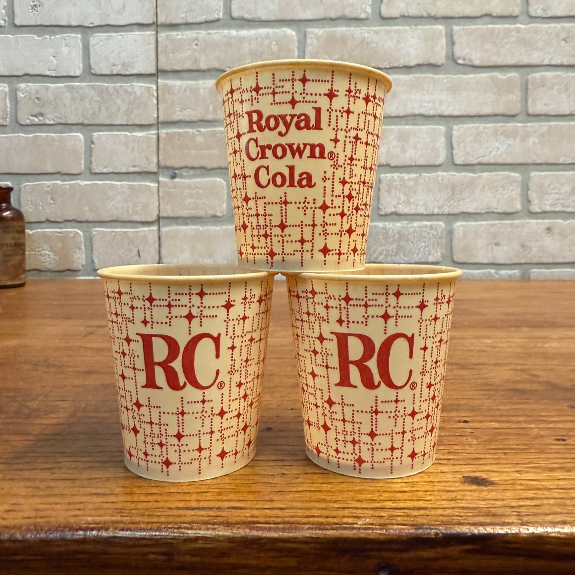(3) RC Cola Royal Crown Cola Sample Cups Promo Wax Advertising