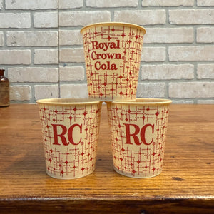 (3) RC Cola Royal Crown Cola Sample Cups Promo Wax Advertising