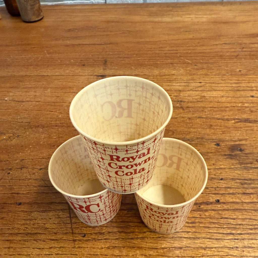 (3) RC Cola Royal Crown Cola Sample Cups Promo Wax Advertising