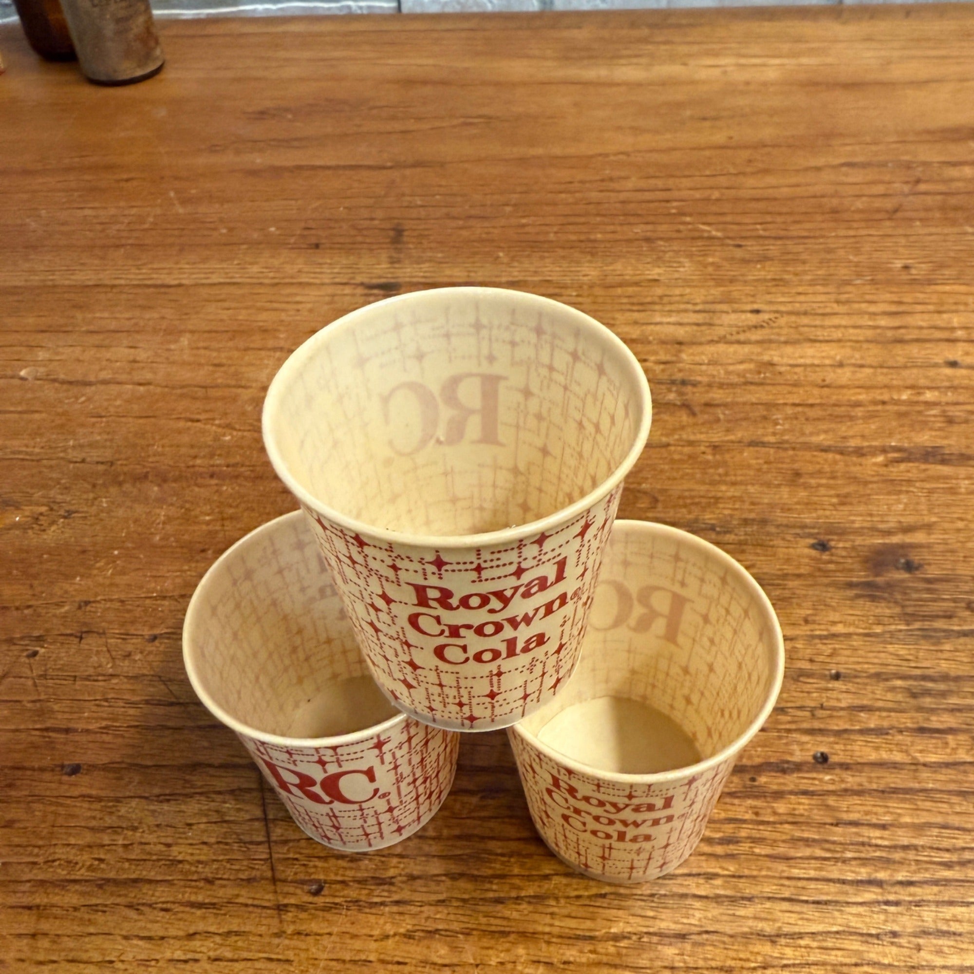 (3) RC Cola Royal Crown Cola Sample Cups Promo Wax Advertising