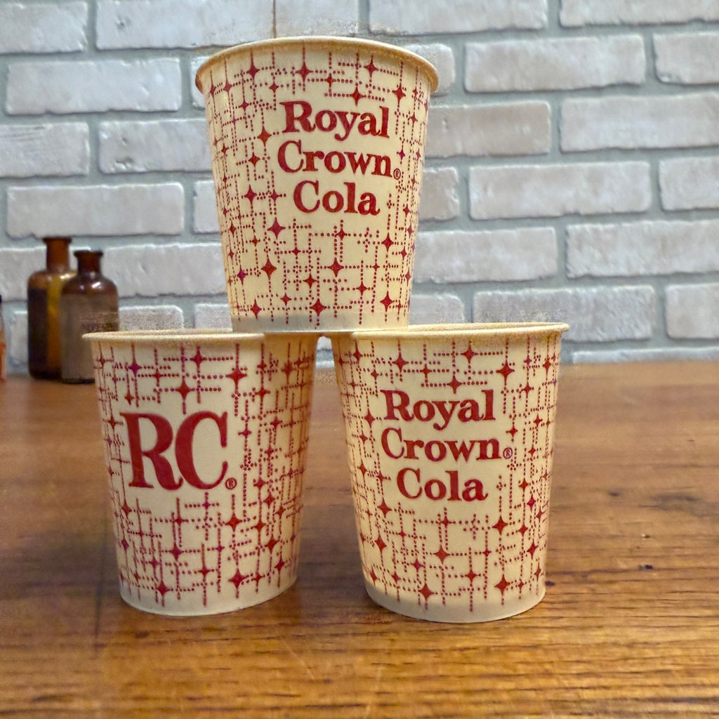 (3) RC Cola Royal Crown Cola Sample Cups Promo Wax Advertising