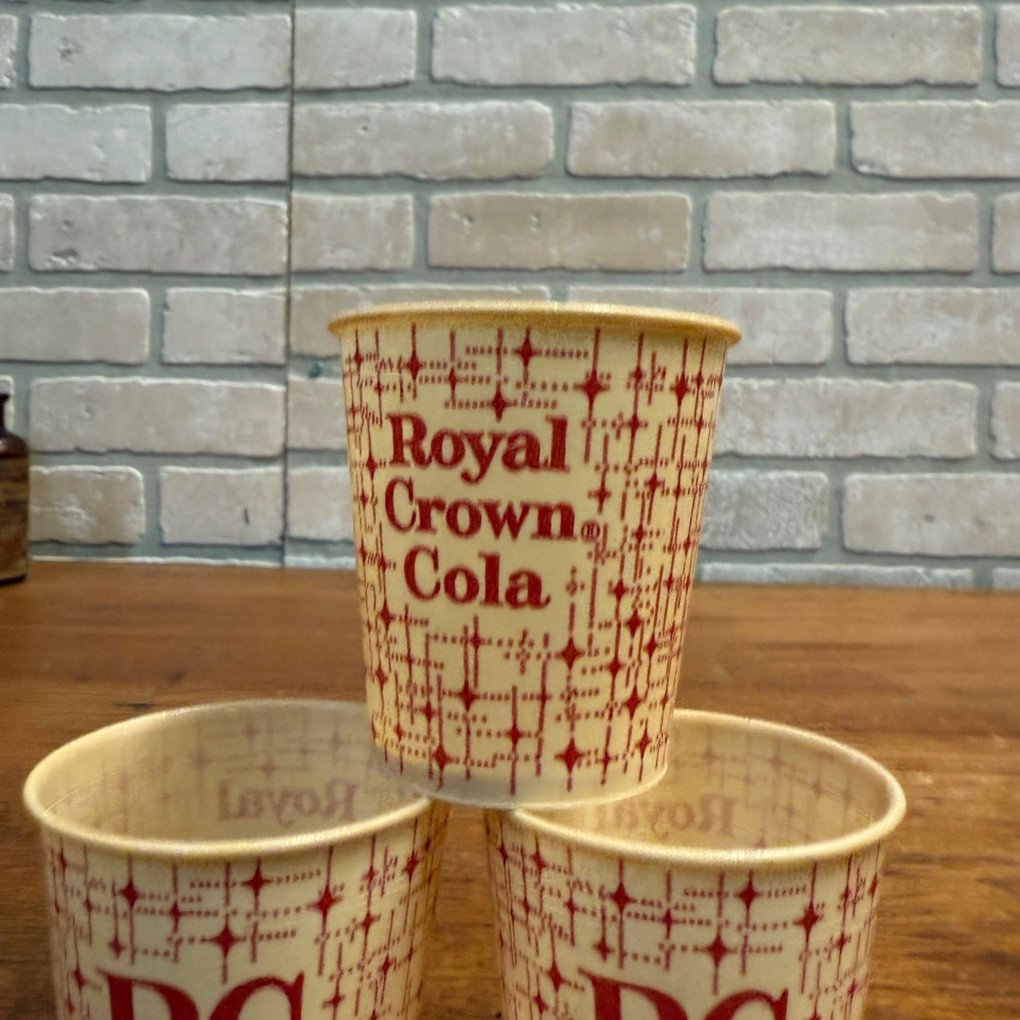 (3) RC Cola Royal Crown Cola Sample Cups Promo Wax Advertising