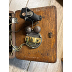 Antique 1890s Oak Telephone 5-Bar Magneto Ringer Box Old Phone Vintage