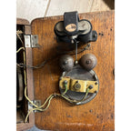 Antique 1890s Oak Telephone 5-Bar Magneto Ringer Box Old Phone Vintage