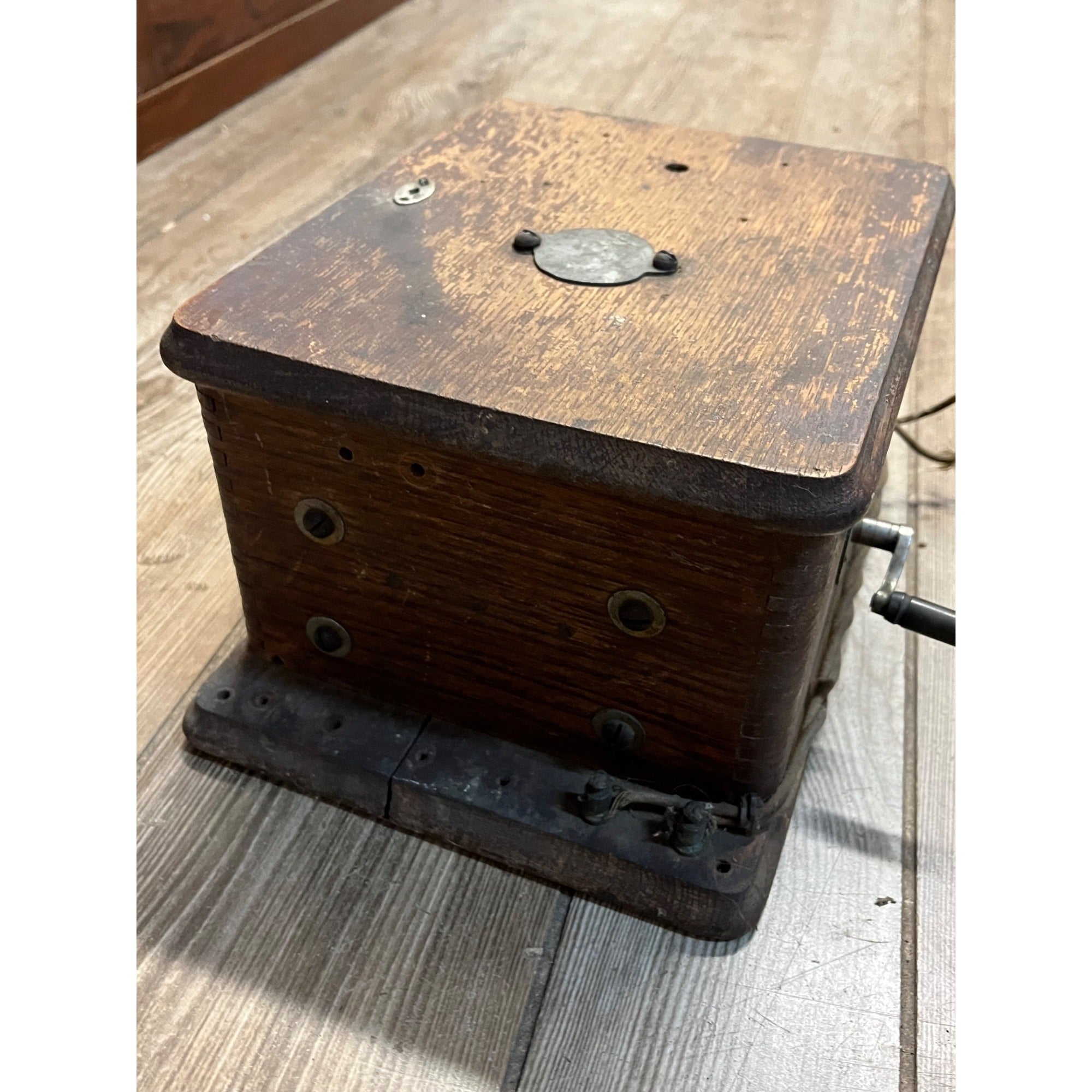 Antique 1890s Oak Telephone 5-Bar Magneto Ringer Box Old Phone Vintage