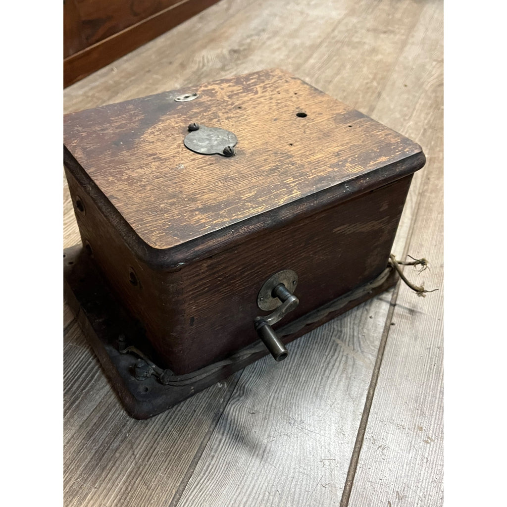 Antique 1890s Oak Telephone 5-Bar Magneto Ringer Box Old Phone Vintage