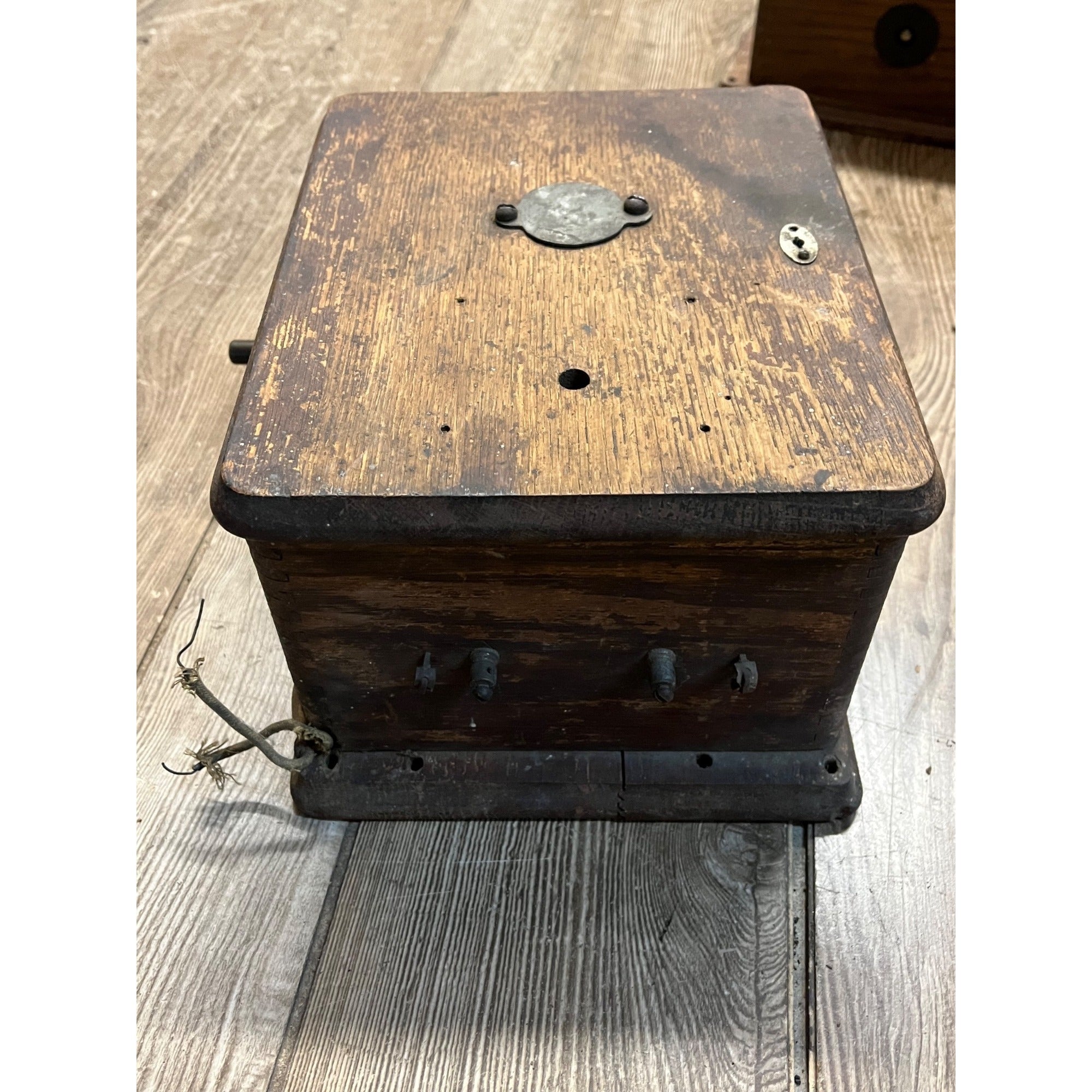 Antique 1890s Oak Telephone 5-Bar Magneto Ringer Box Old Phone Vintage