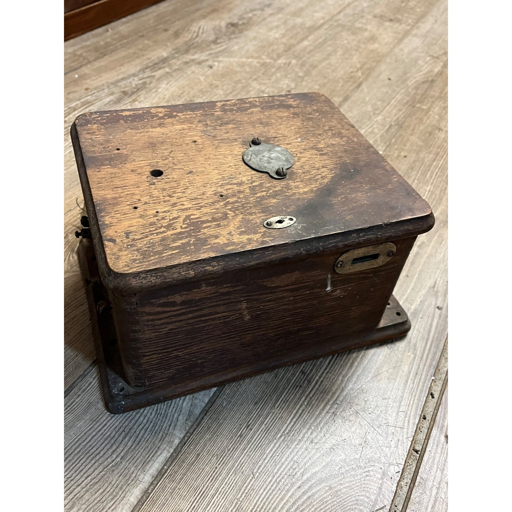 Antique 1890s Oak Telephone 5-Bar Magneto Ringer Box Old Phone Vintage