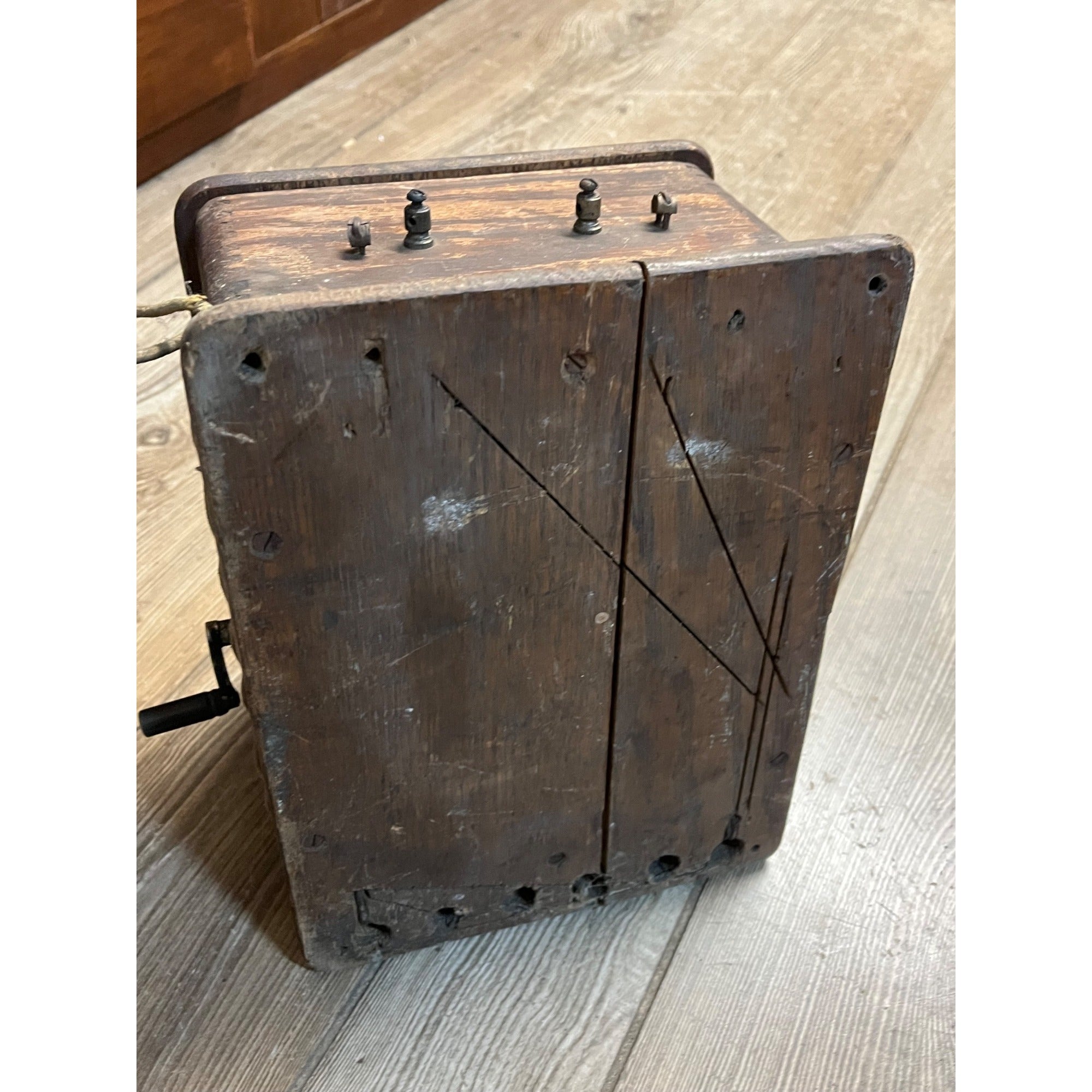 Antique 1890s Oak Telephone 5-Bar Magneto Ringer Box Old Phone Vintage
