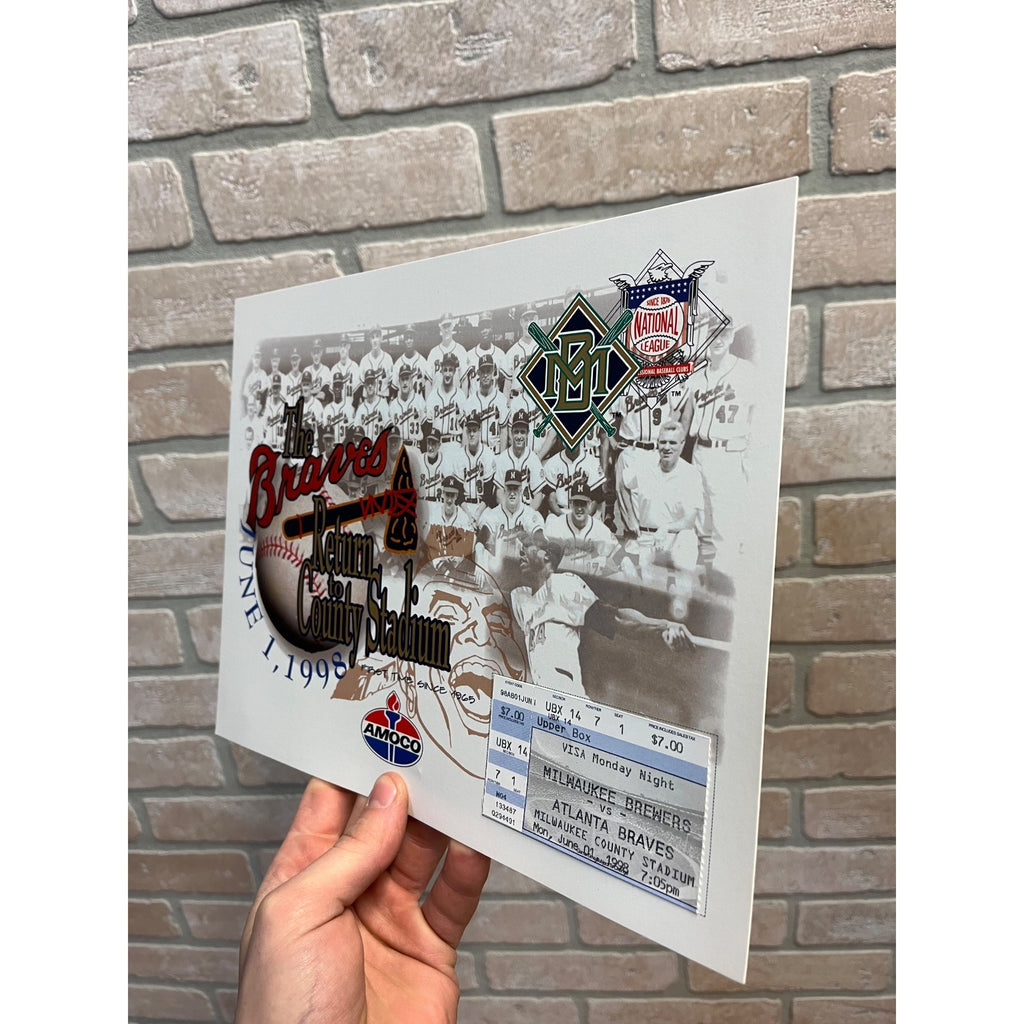 The Atlanta Braves Return To Milwaukee County Stadium June 1, 1998 Ticket Stub