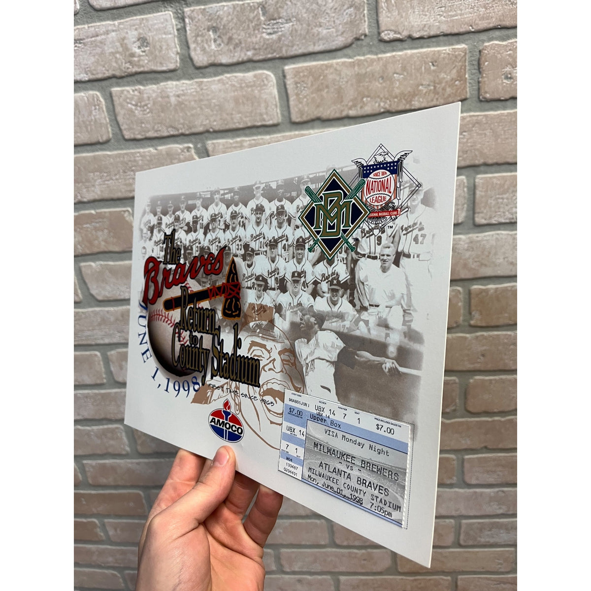 The Atlanta Braves Return To Milwaukee County Stadium June 1, 1998 Ticket Stub