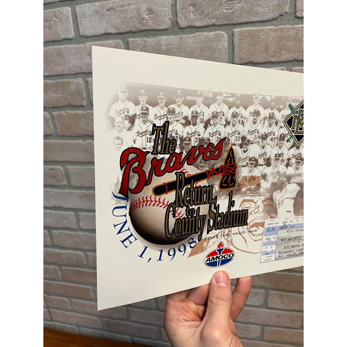 The Atlanta Braves Return To Milwaukee County Stadium June 1, 1998 Ticket Stub