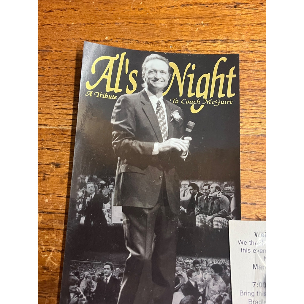 2001 Al McGuire Night Tribute Card & Pin Marquette Warriors Court Dedication SGA