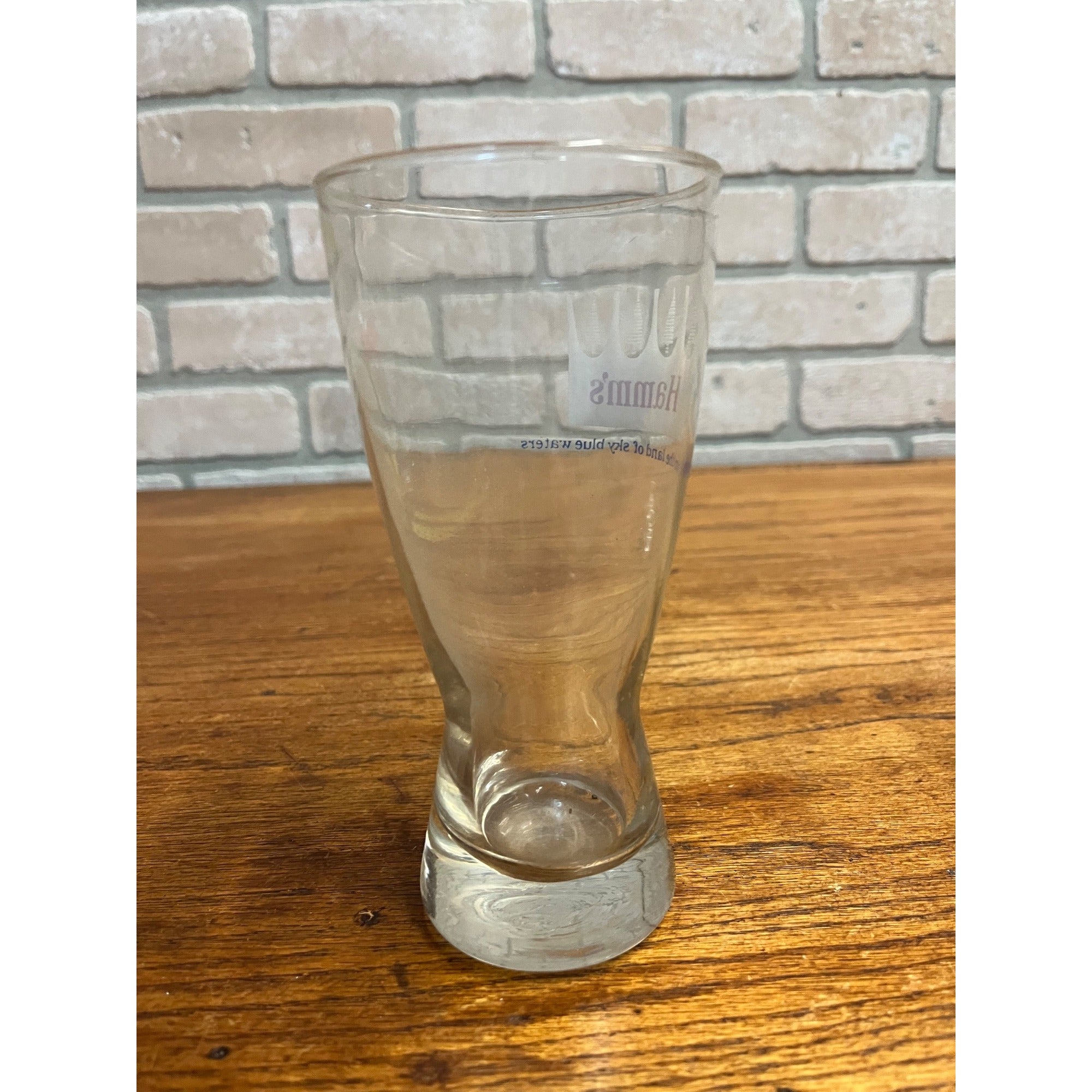 Vintage Hamm’s Beer Pilsner Glass 6-5/8" Tall White Crown Barware Sky Blue Waters