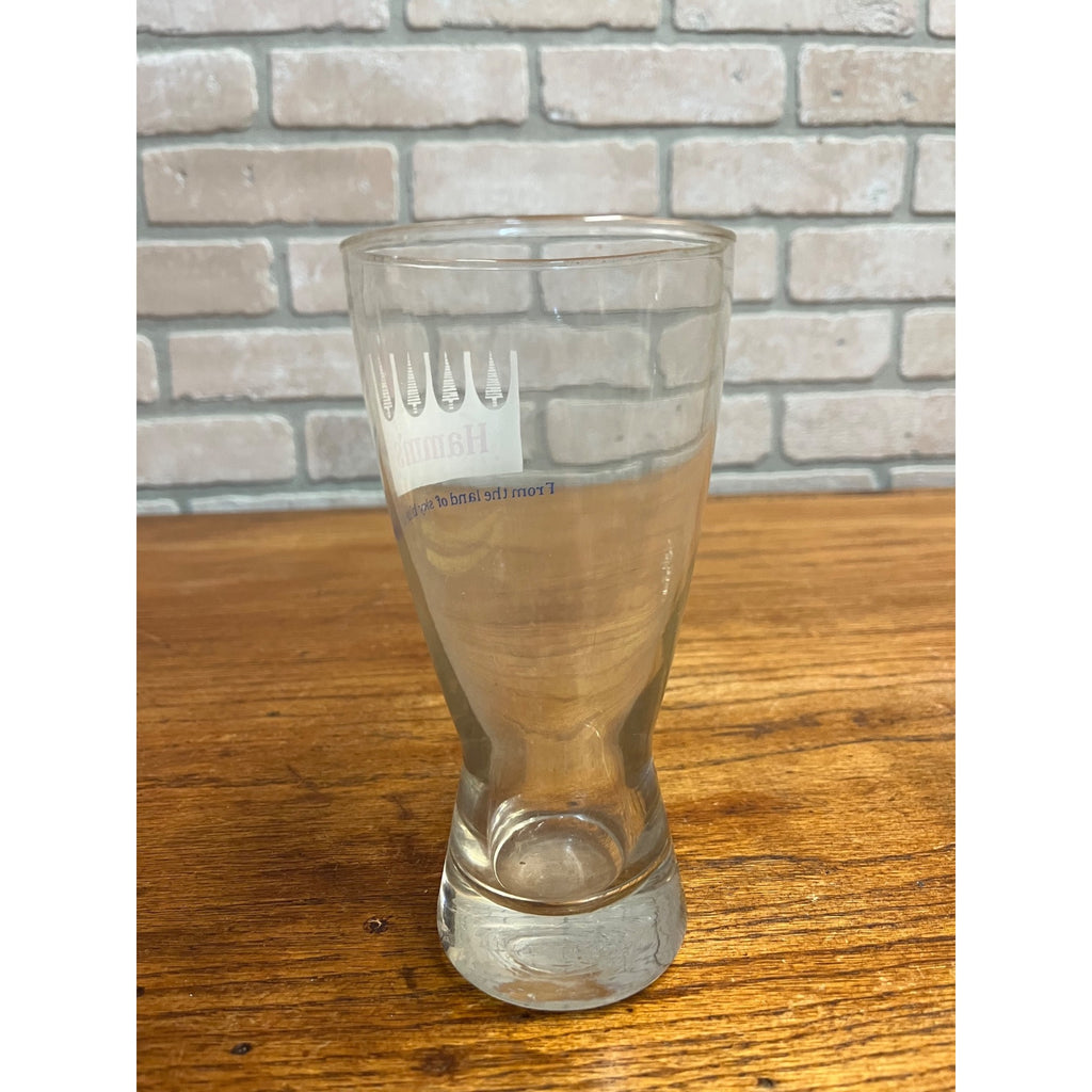 Vintage Hamm’s Beer Pilsner Glass 6-5/8" Tall White Crown Barware Sky Blue Waters