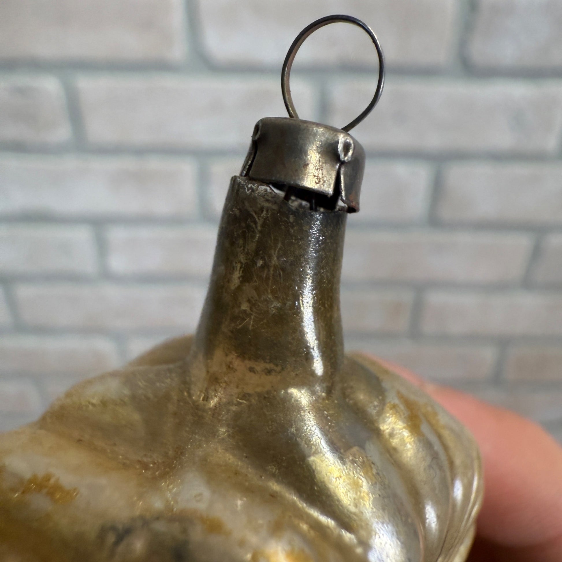 Vintage Cream Silvered Flower Spritz Cookie Christmas Ornament