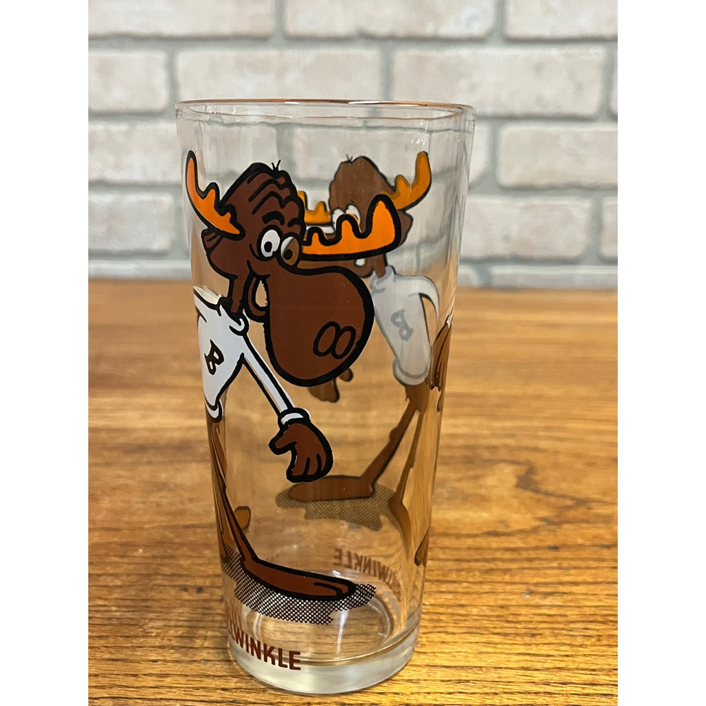 Vintage P.A.T. Ward Productions Inc. The Adventures of Rocky and Bullwinkle Drinking Glass