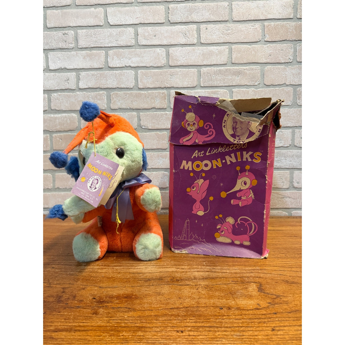 Moon Niks Plush Elephant Art Linkletter Stuffed Animal Knickerbocker w Box & Tag