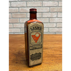 Antique 1913 Lash’s Bitters Tonic Laxative Paper Label Bottle Amber Brown