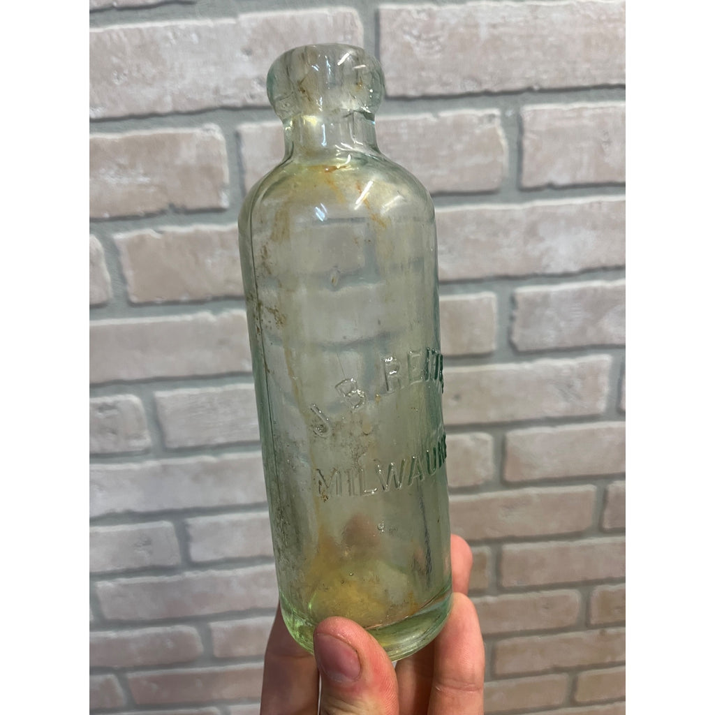 J.B. Reiter c1890s Milwaukee Wis Blue Soda Beer Bottle Blob Top Hutchinson