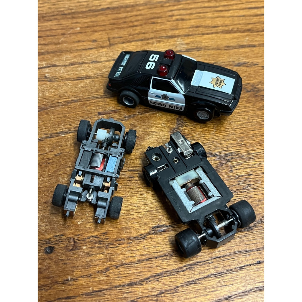 VTG Tyco Highway Patrol #56 Racing Slot Car Toy HO Scale + Other Chassis Parts