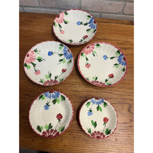 Vintage Blue Ridge Southern Potteries "Mardi Gras" Soup Bowls + Berry Bowl