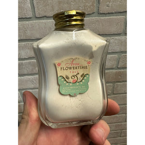 Vintage 1950s Avon Flowertime Talc 3 3/4 Oz. Glass Bottle 95% Full