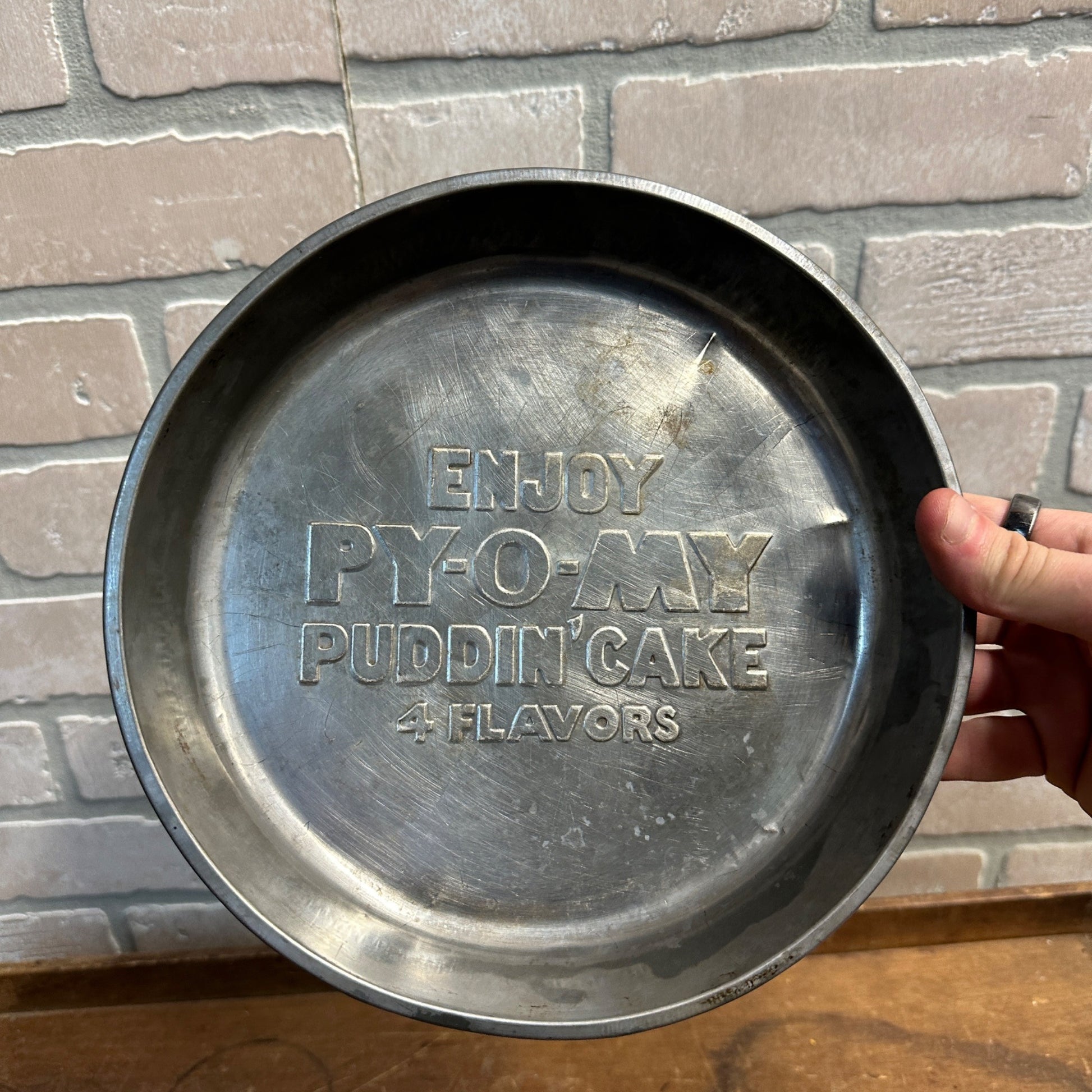 Vintage Advertising Py-o-My Pudding Cake Pie Plate Dish Tin Kitchen Decor