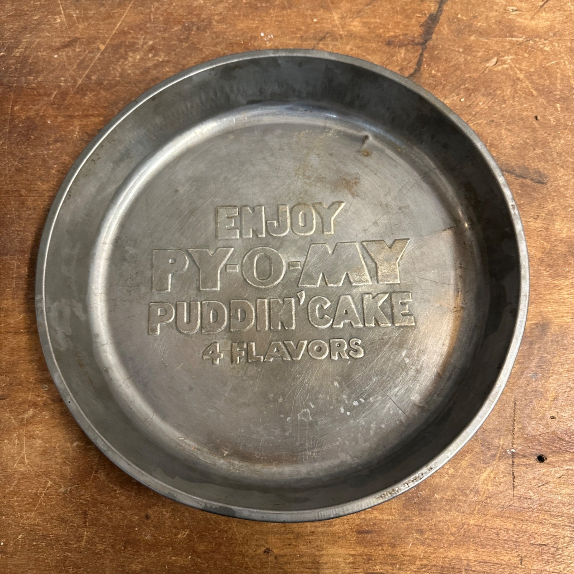 Vintage Advertising Py-o-My Pudding Cake Pie Plate Dish Tin Kitchen Decor