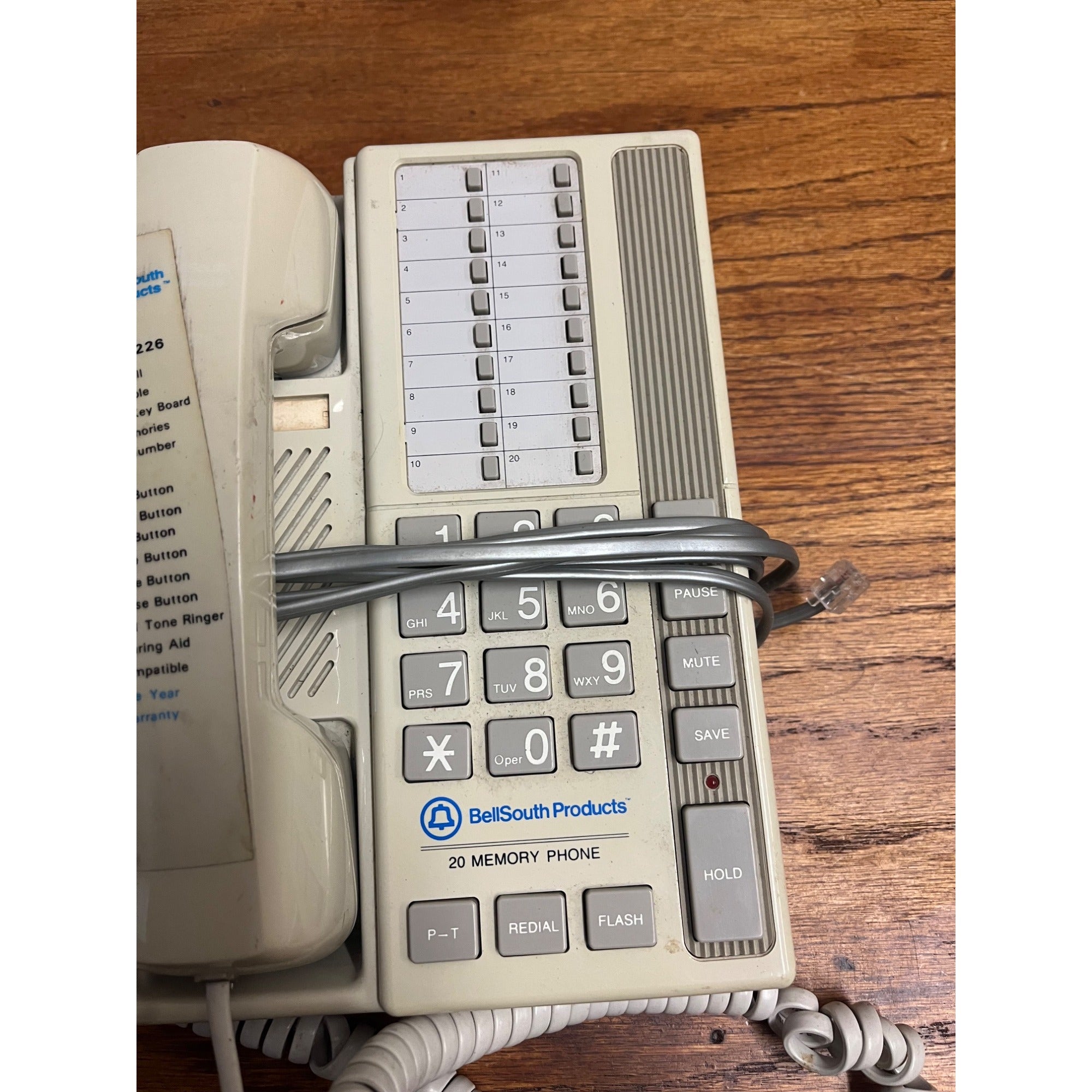 Vintage BellSouth Products Wall/Desk Telephone Model 226 Office 20 Memory