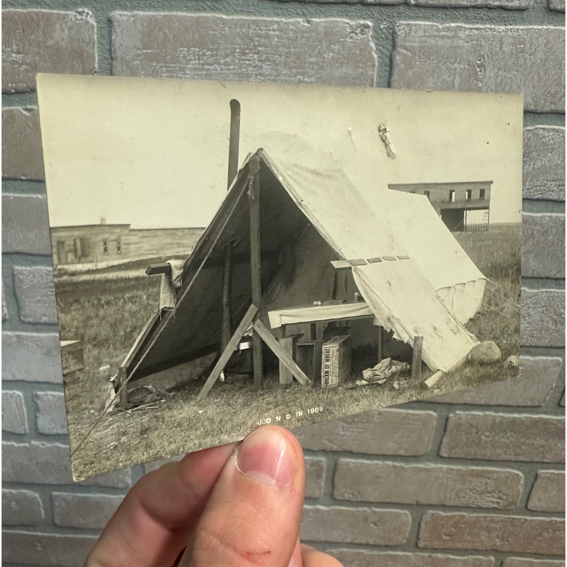 Vintage Jud North Dakota in 1905 Real Photo Postcard RPPC ND Empty Tent