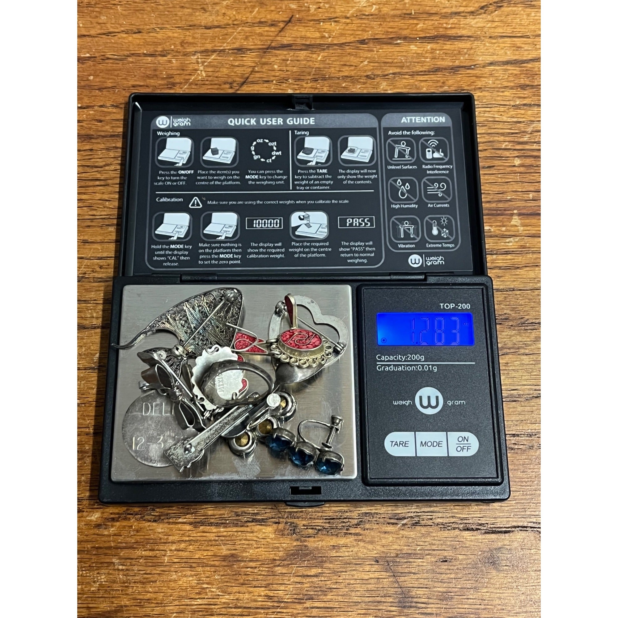 Vintage Solid Sterling Silver Jewelry Lot Pins Earrings Ring Scrap - 1.23oz