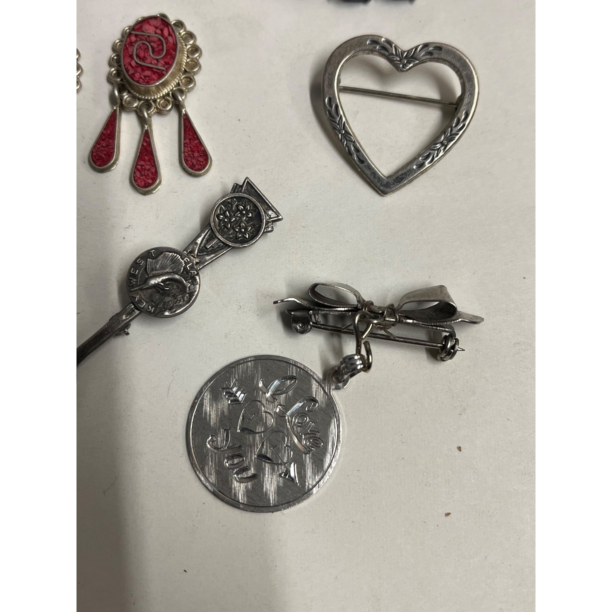 Vintage Solid Sterling Silver Jewelry Lot Pins Earrings Ring Scrap - 1.23oz