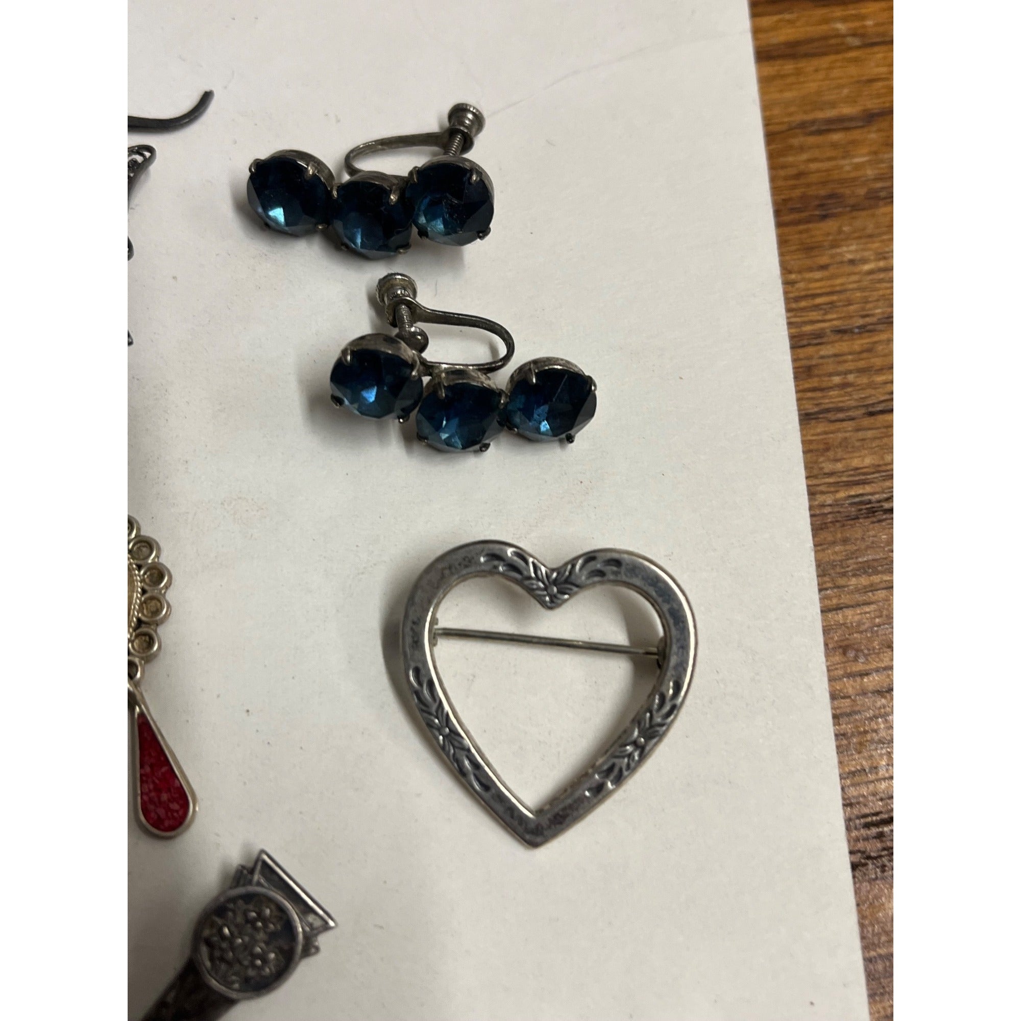 Vintage Solid Sterling Silver Jewelry Lot Pins Earrings Ring Scrap - 1.23oz