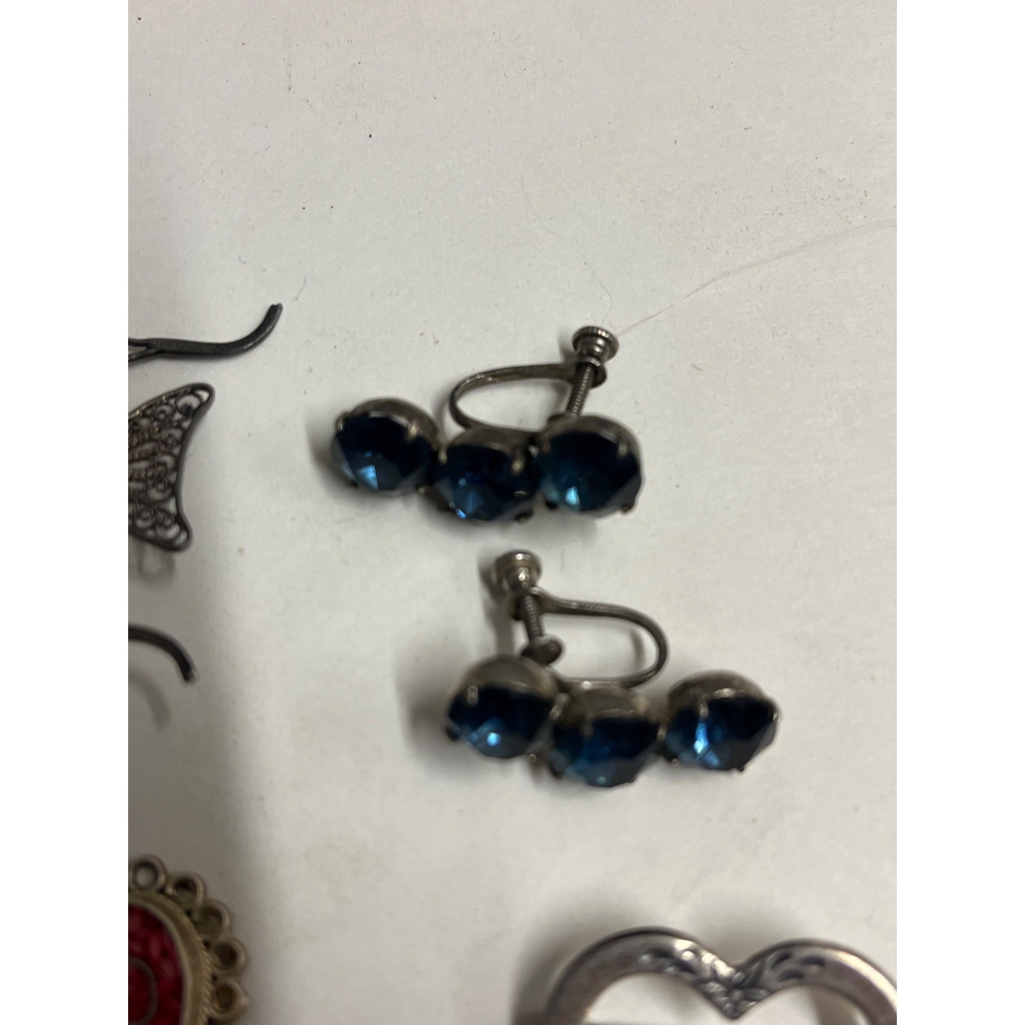 Vintage Solid Sterling Silver Jewelry Lot Pins Earrings Ring Scrap - 1.23oz