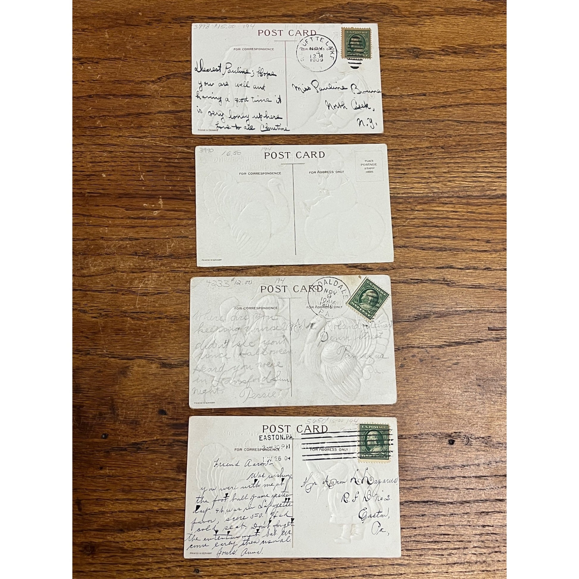 Vintage Ellen H. Clapsaddle Signed Thanksgiving Postcards (4) Red Backgrounds