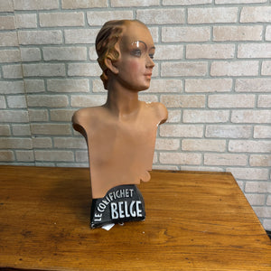 French Vintage Mannequin Bust Advertising Store Display Art Deco 1930s Colifichet Belge