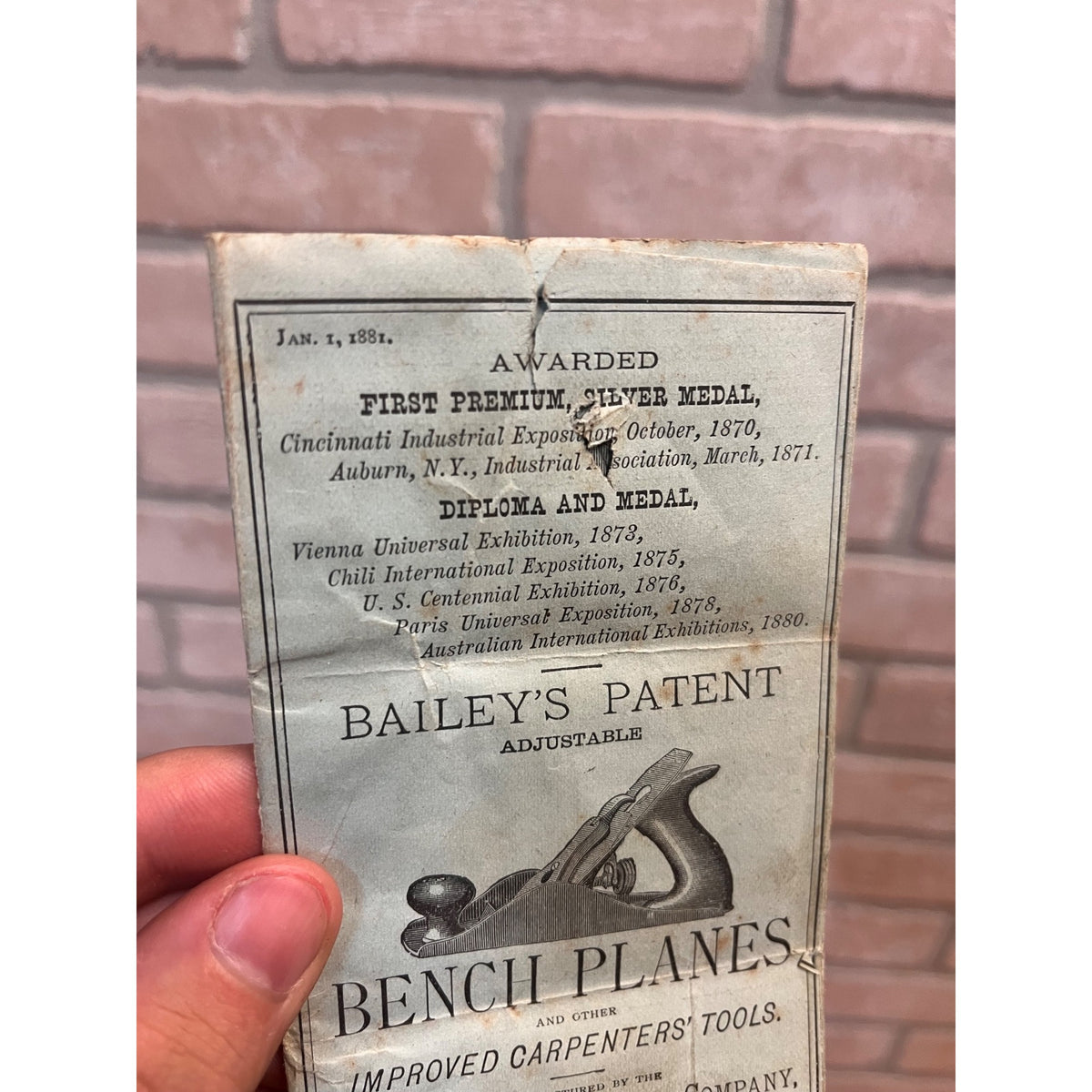 Rare Original 1881 Bailey's Bench Planes Stanley Rule & Level Co Tool Catalog