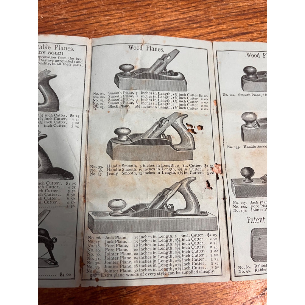 Rare Original 1881 Bailey's Bench Planes Stanley Rule & Level Co Tool Catalog