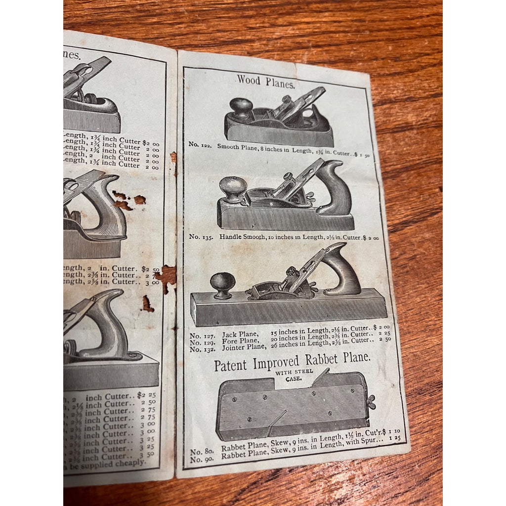 Rare Original 1881 Bailey's Bench Planes Stanley Rule & Level Co Tool Catalog