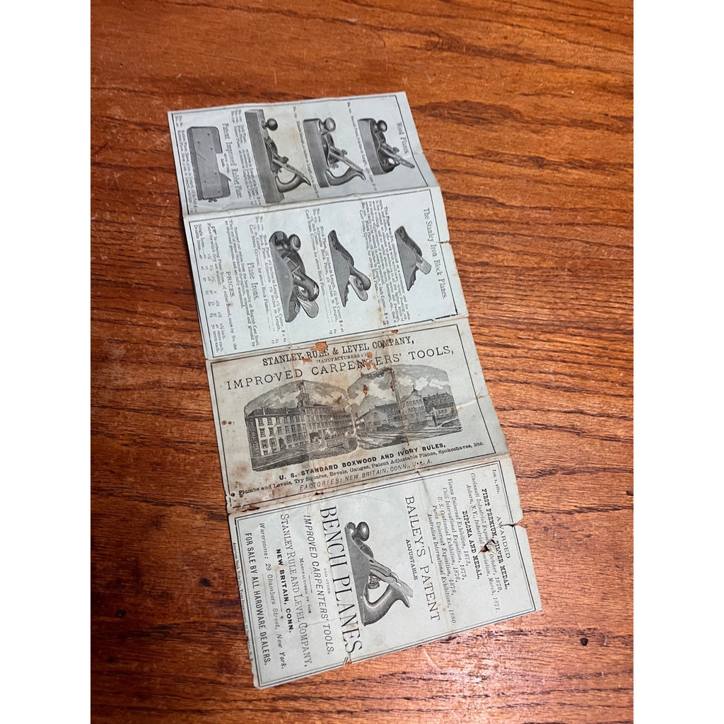 Rare Original 1881 Bailey's Bench Planes Stanley Rule & Level Co Tool Catalog