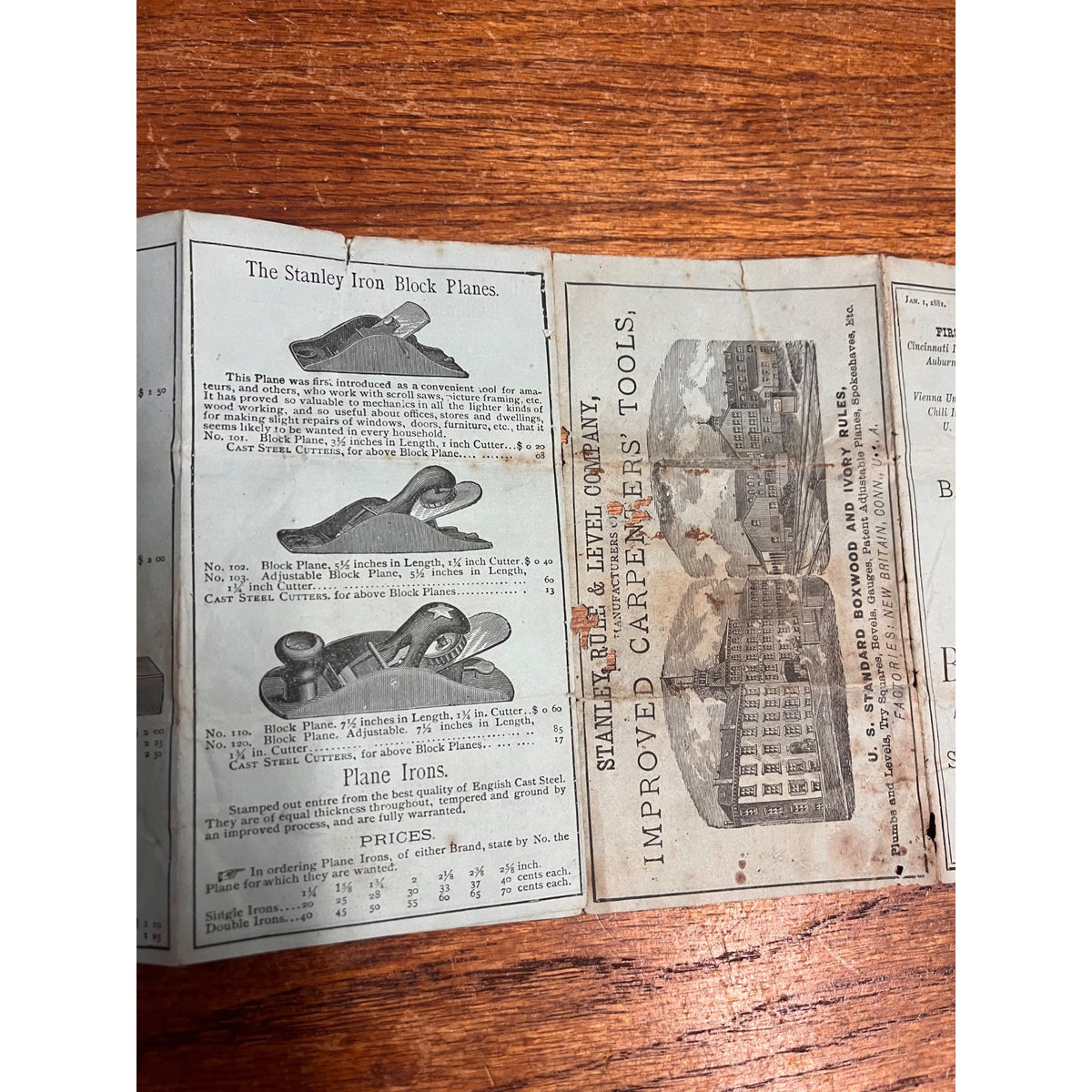 Rare Original 1881 Bailey's Bench Planes Stanley Rule & Level Co Tool Catalog