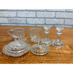 Vintage Child's Glass Tea Time Set Embossed Set of 7