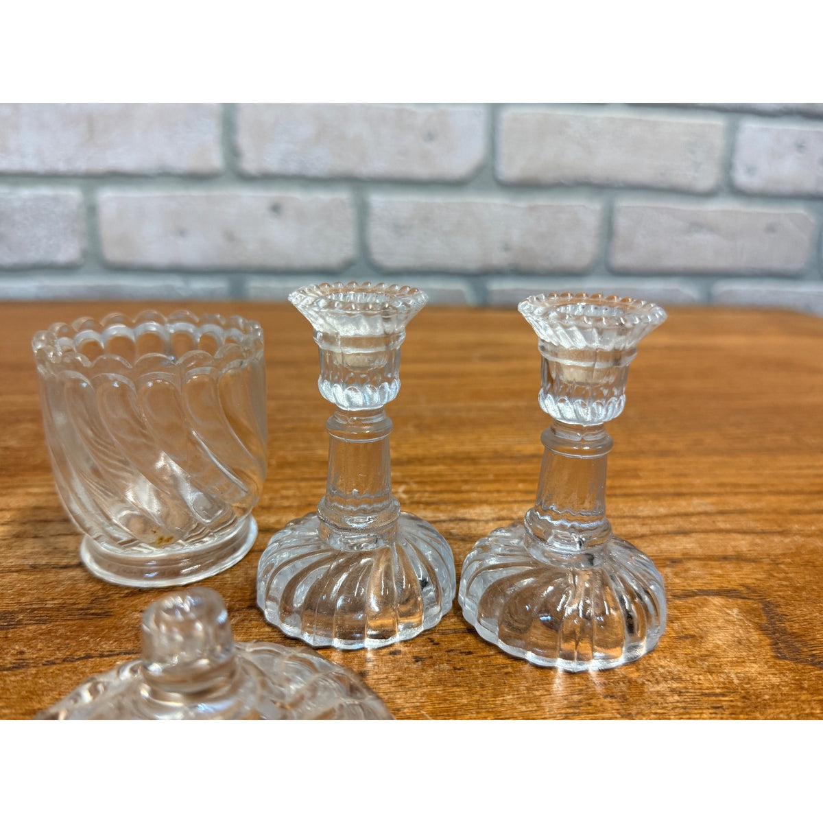 Vintage Child's Glass Tea Time Set Embossed Set of 7