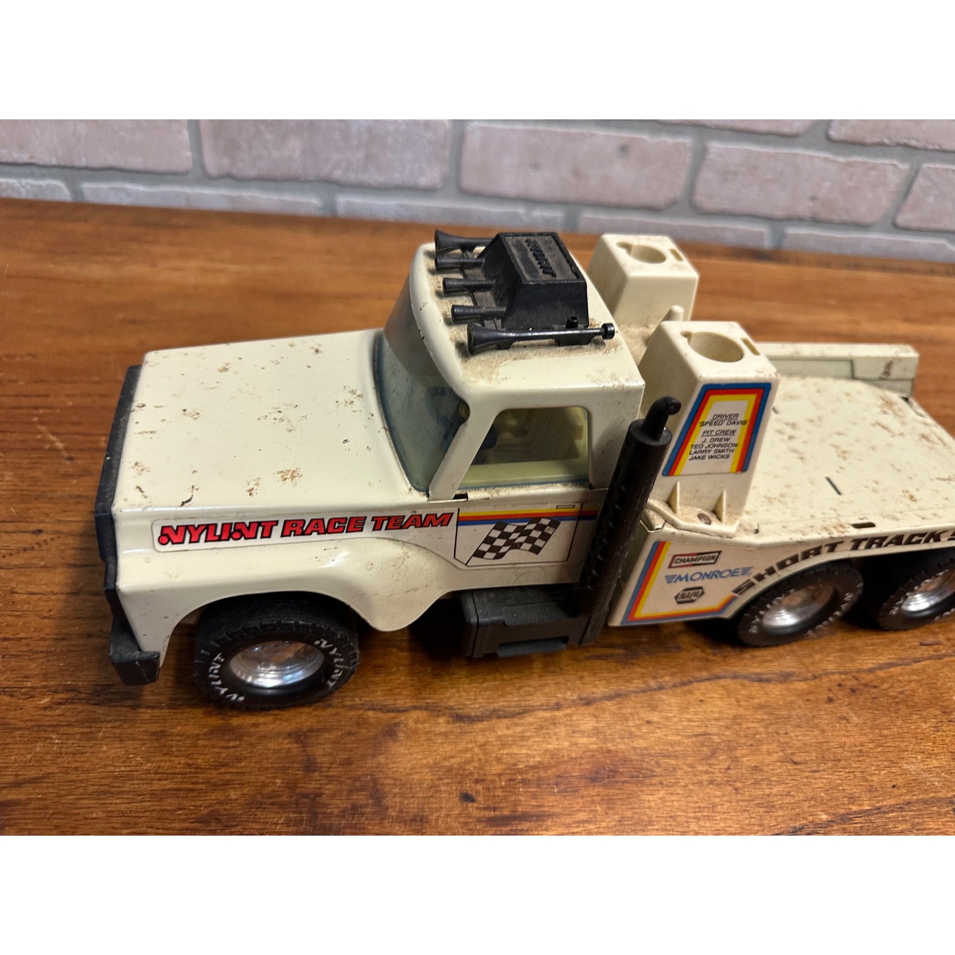 Vintage Nylint Race Team Short Track Stocker Semi Truck Car Hauler Steel 1980s