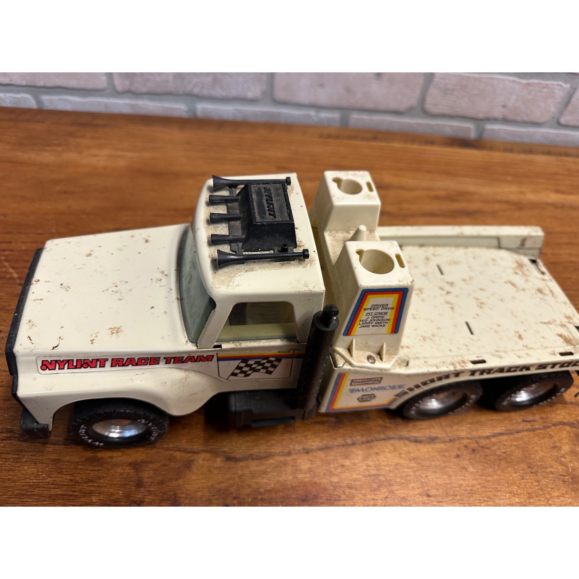 Vintage Nylint Race Team Short Track Stocker Semi Truck Car Hauler Steel 1980s