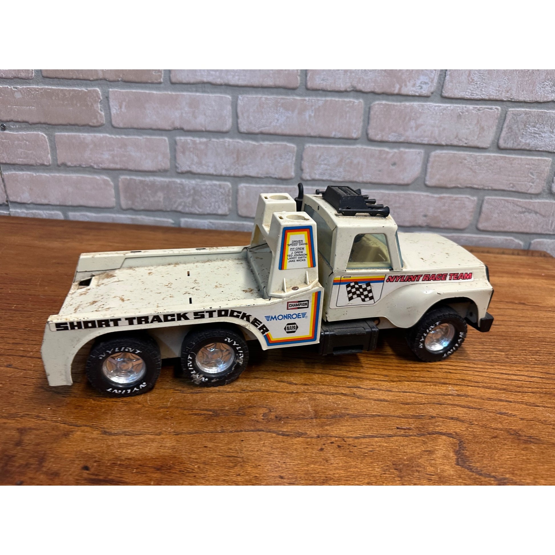 Vintage Nylint Race Team Short Track Stocker Semi Truck Car Hauler Steel 1980s