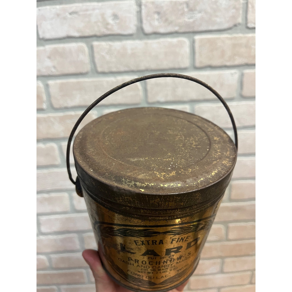 Vintage Antique Prochnow's Market Lard Fond du Lac, Wis. Tin Bucket Advertising