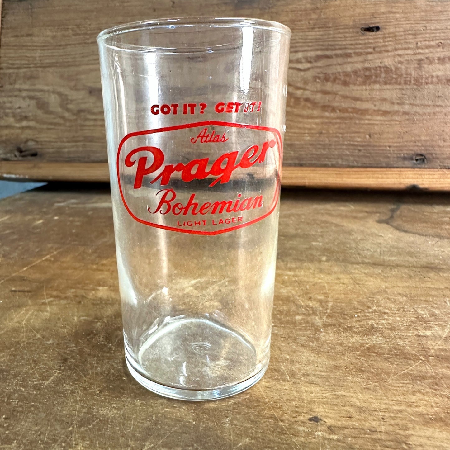 Vintage  1940s 1950s 4.5" Atlas Prager Light Lager Beer Glass