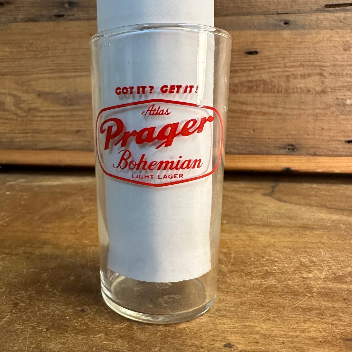 Vintage  1940s 1950s 4.5" Atlas Prager Light Lager Beer Glass